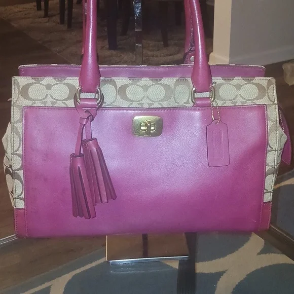 Coach Brooke Carryall Red and Tan Shoulder Bag - Picture 3 of 13